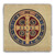 St. Benedict Medal - Tumbled Stone Coaster with Cork Backing  St. Benedict Medal - Tumbled Stone Coaster with Cork Backing