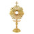 Classic 24k Gold-Plated Monstrance with Blue Stone Cross