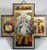Icon Style Cross depicting the Risen Lord with Gold and silver foil accents on wood imported from Italy measures 7 and 1 half inches by 7 and 1 half inches TIE53373 Icon Style Cross depicting the Risen Lord with Gold and silver foil accents on wood imported from Italy measures 7 and 1 half inches by 7 and 1 half inches TIE53373