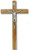 Olive Wood Crucifix Natural Finish Cross with Silver-Colored Corpus and Scroll From Italy measures 13 inches LALCL51