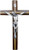 Wall Crucifix Dark Walnut With  Light Olive Wood Inlay Silver Finish Corpus Imported From Italy measures 16 inches TIE4359 Wall Crucifix Dark Walnut With  Light Olive Wood Inlay Silver Finish Corpus Imported From Italy measures 16 inches TIE4359