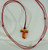 Tau Cross Pendant Necklace | Wood | 3/4" Cross |  Red Cord | Italy |  PG150R