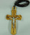 Crucifix pendant with Eucharistic symbols made of wood and metal measures 2 and 1 quarter inches on black cord from italy pg458 Crucifix pendant with Eucharistic symbols made of wood and metal measures 2 and 1 quarter inches on black cord from italy pg458