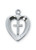 Five eighths inch heart and cross rhodium plated pendant on 16 inch chain MARC419W Five eighths inch heart and cross rhodium plated pendant on 16 inch chain MARC419W