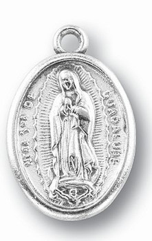 Catholic Our Lady Of Guadalupe Silver Tone Oxidized Medal Pendant - 1 Inch, Pack Of 12, Made In Italy