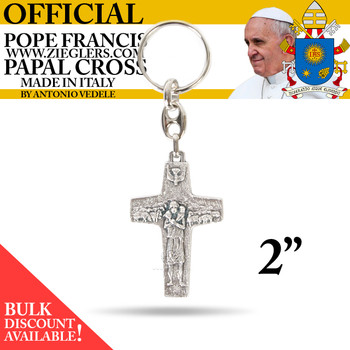 Papal Cross Key chain, Pope Francis Good Shepherd, Metal, 2, Italy