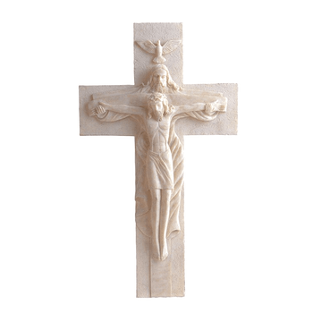 Holy Trinity Crucifix | Ivory Color | Carved Stone Look | Father Son & Holy Spirit | 15 Holy Trinity Crucifix | Ivory Color | Carved Stone Look | Father Son & Holy Spirit | 15