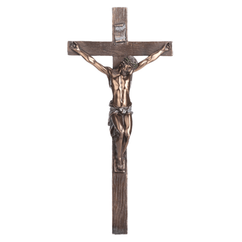 Wall Crucifix | Bronze & Pewter Finish | Cold Cast Bronze | 13