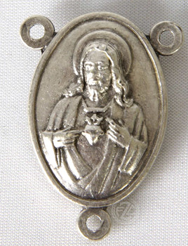 12 Sacred Heart of Jesus Silver Rosary Centerpieces by TIJC SP1803