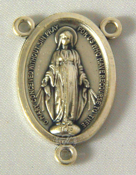 Miraculous Medal Rosary Centerpiece, Silver Oxidized Metal, 1, Italy