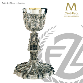 Gothic Chalice & Paten, Christ Evangelists & Apostles, 13 Oz, 2392