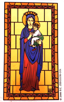 Our Lady of Perpetual Help Sticker, Stained Glass Design, 4-1/2" x 3 ...