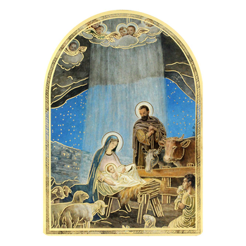 Holy Family Nativity Plaque with Gold Accents Made in Italy