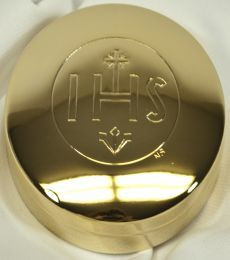 24K GP Brass Pyx, IHS, Cross & Nails, 3