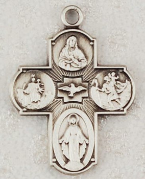 4 Way Medal, Sterling Silver, Holy Spirit, 18