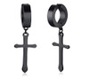 Bosch 11030913 JAJAFOOK Unisex Stainless Steel Dangle Small Tiny Cross Charm Huggie Hoop Earrings,Black
