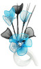 Fisher Paykel 792558 Flourish QH1 White Vase with Teal Blue and White Nylon Artificial Flowers in Vase Fake Flowers Ornaments Small Gift Home Accessories 32cm by Flourish