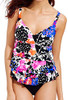 Fisher Paykel 512773 Swim Solutions Floral Tiered One Piece Bathing Suit (10, Black)