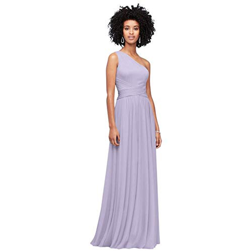 Bosch 11022367 David S Bridal One Shoulder Mesh Bridesmaid Dress With Full Skirt Style F19932 Iris 12