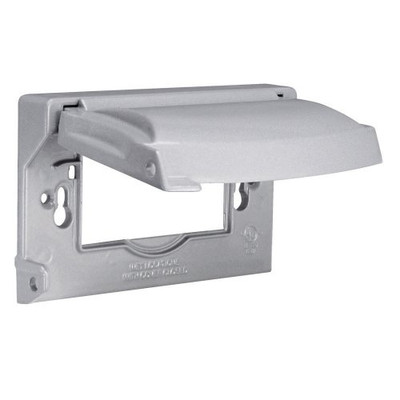 TAYMAC MX1250S Hubbell-Bell Weatherproof Single Outlet Cover Outdoor Receptacle Protector, Grey, Horizontal Flat. TAYMAC MX1250S Hubbell-Bell Weatherproof Single Outlet Cover Outdoor Receptacle Protector, Grey, Horizontal Flat.