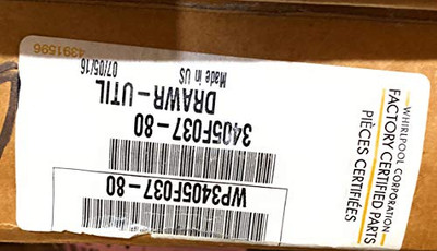 DRAWR-UTIL WHIRLPOOL  WP3405F037-80