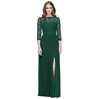 Bosch 11023756 3/4-Sleeve Illusion Lace and Mesh Bridesmaid Dress Style F19908, Juniper, 22