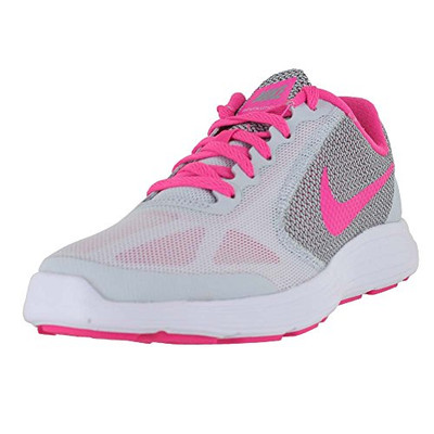 Fisher Paykel 819416 Nike Kids Revolution 3 (GS) Platinum Pink Grey White Size 4.5