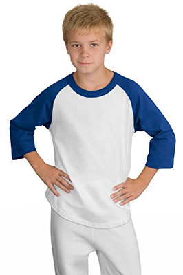 Fisher Paykel 239444 Sport-Tek Boys' Colorblock Raglan Jersey L White/Royal