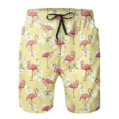 Bosch 11024925 Men's Quick Dry Swim Trunks Seamless Flamingo Pattern Beach Shorts Pants Home Shorts