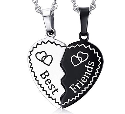 Bosch 11030552 JAJAFOOK Stainless Steel Half Broken Heart Two-Pieces Best Friend Friendship Pendant Necklace for 2, Silver Color