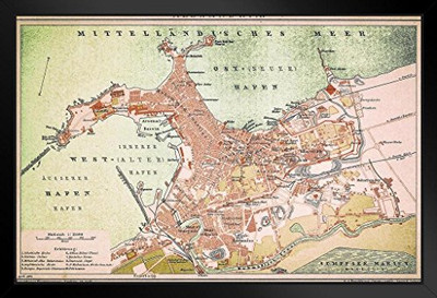 Fisher Paykel 847373 Poster Foundry Alexandria Vintage Antique Style Map Black Wood Eco Framed Print 9x13