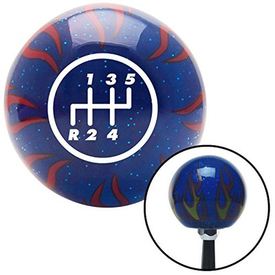 Fisher Paykel 243808 American Shifter Blue Flame Metal Flake Shift Knob with M16 x 1.5 Insert (White 5 Speed Shift Pattern - 5RDL)