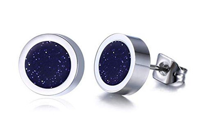 Bosch 11031990 JAJAFOOK Unisex 8mm Stainless Steel Enamel Round Botton Stud Earrings,Blue Galaxy