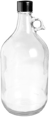 Fisher Paykel 220738 Wheaton Safety Coated Bottle, Boston Round Style, Clear Glass, 80oz With 38-439 Black Phenolic Aluminum Lined Screw Cap, 135mm x 295mm (Case of 6)