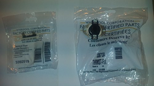 Whirlpool 3387134 PART # AND 3392519 GENUINE REPLACEMENT CLOTHES DRYER THERMOSTAT & BLOWER FUSE KIT FOR , KENMORE, SEARS, ROPER, KITCHENAID, ESTATE, AND ADMIRAL