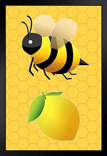Fisher Paykel 838612 Poster Foundry Bee Lemon Lemonade Music Black Wood Eco Framed Print 9x13