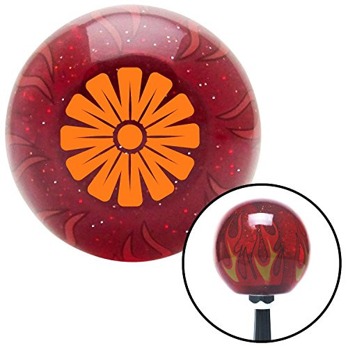 Fisher Paykel 238074 American Shifter Red Flame Metal Flake Shift Knob with M16 x 1.5 Insert (Orange Flower - Mum)