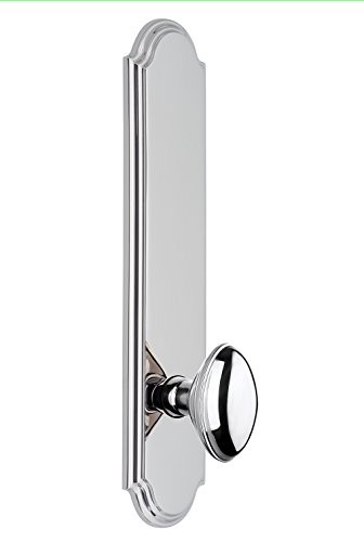 Fisher Paykel 836857 Grandeur Hardware Arc Tall Plate Privacy with Eden Prairie Knob in Bright Chrome, Backset Size-2.75", Left-Handed