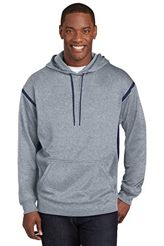 Fisher Paykel 578913 Sport-Tek Men's Tech Fleece Colorblock Hooded M Grey Heather/True Navy