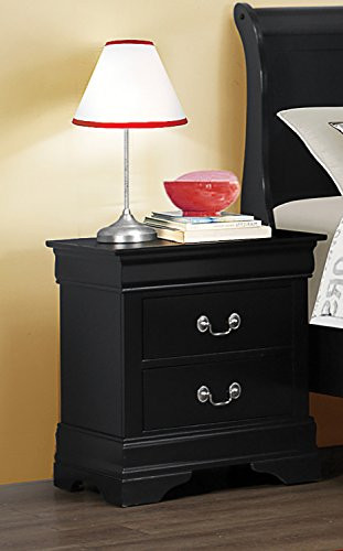 SPEED QUEEN 203962 Coaster Louis Philippe 2 Drawer Nightstand in Black and Silver