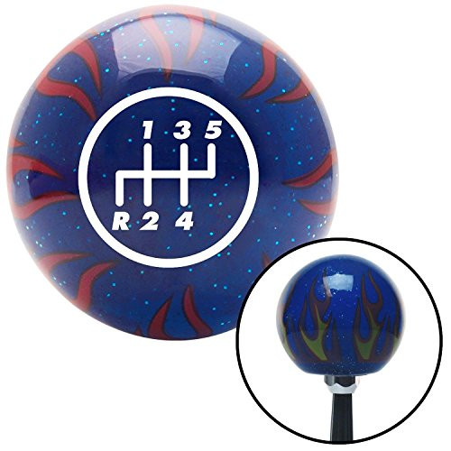 Fisher Paykel 243808 American Shifter Blue Flame Metal Flake Shift Knob with M16 x 1.5 Insert (White 5 Speed Shift Pattern - 5RDL)