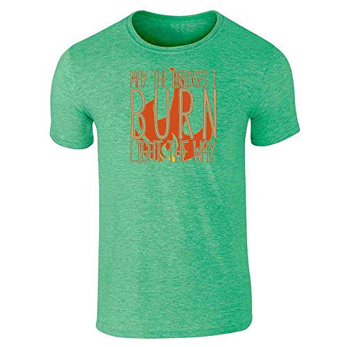 Fisher Paykel 846483 Pop Threads May The Bridges I Burn Light The Way Heather Irish Green S Graphic Tee T-Shirt for Men