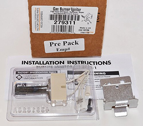 Whirlpool 279311 Part Genuine Factory OEM Original Gas Dryer Ignitor Kit for , Frigidaire, GE, Maytag, Kenmore and Sears - Replaces old part numbers WE4X750, 5303937186 and 4391996