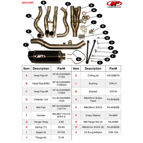 M4 Suzuki GSX-R600/R750 2011-2026 Full System with Titanium Midpipe and Tech1 Carbon Canister