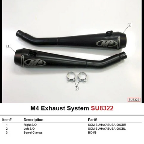 M4 Suzuki Hayabusa 2008-2020 Slip-On System with Twin Black Retro-Drag Canisters