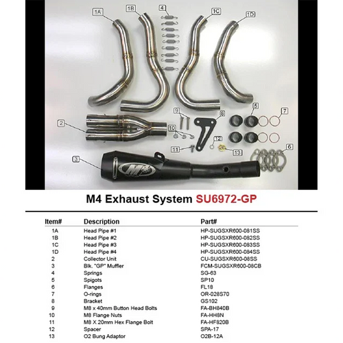 M4 Suzuki GSX-R600/R750 2008-2010 Full System with Black GP Canister