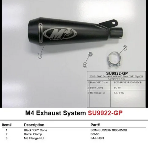 M4 Suzuki GSXR 1000 2005-2006 Slip-On System with Black GP Canister