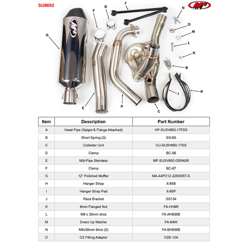 M4 Suzuki SV650/X 2017-2023 Race Full System