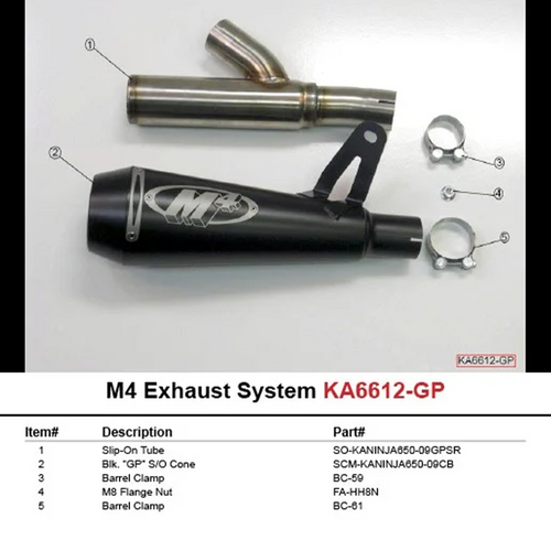 M4 Kawasaki Ninja 650 2009-11 Slip-On System with Black GP Canister