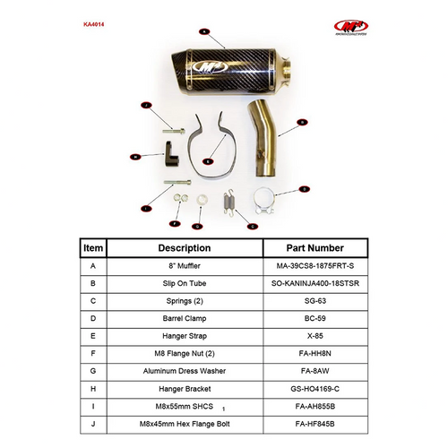 M4 Kawasaki Ninja 400/500/Z 2018-2026 Slip-On With X96 Carbon Canister